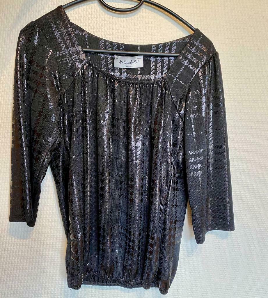 Feestelijke zwarte blouse (Amélie & Amélie - one size), Kleding | Dames, Blouses en Tunieken, Gedragen, Zwart, Ophalen of Verzenden