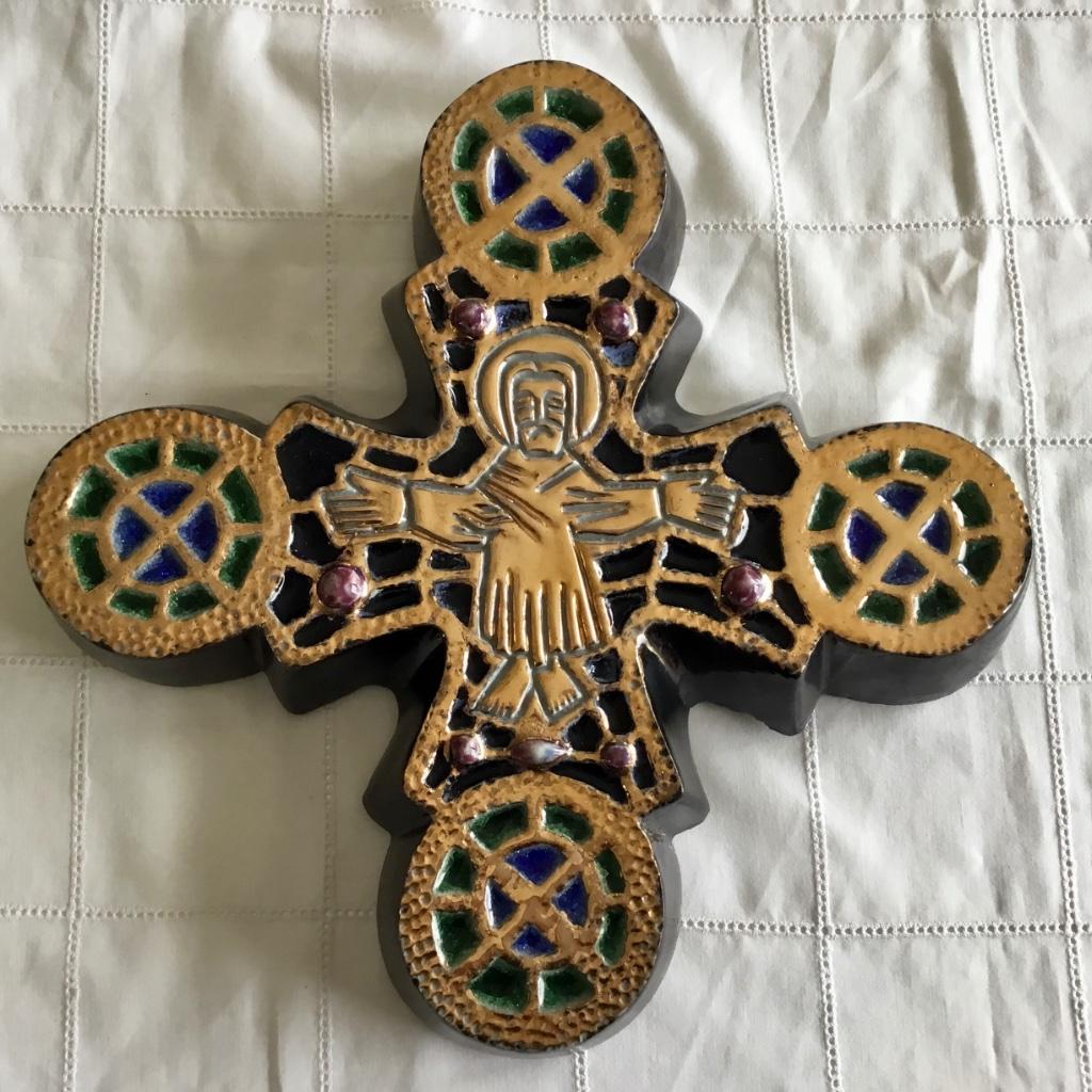 Zeldzame zandstenen kruisbeeldsculptuur van Roger Guérin, Ophalen of Verzenden