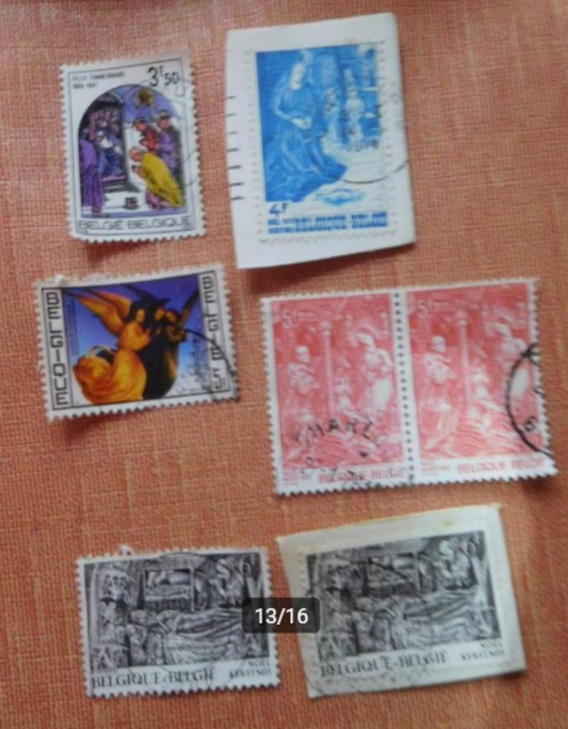 16 Timbres belges oblitérés thème Noël, Timbres & Monnaies, Timbres | Europe | Belgique, Enlèvement ou Envoi, Affranchi, Noël
