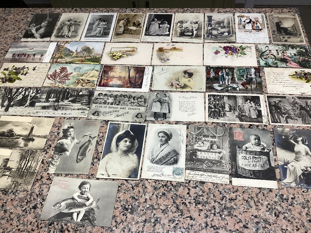 Lot de 36 cartes fantastiques anciennes du début années 1900, Enlèvement ou Envoi, Avant 1920, Affranchie