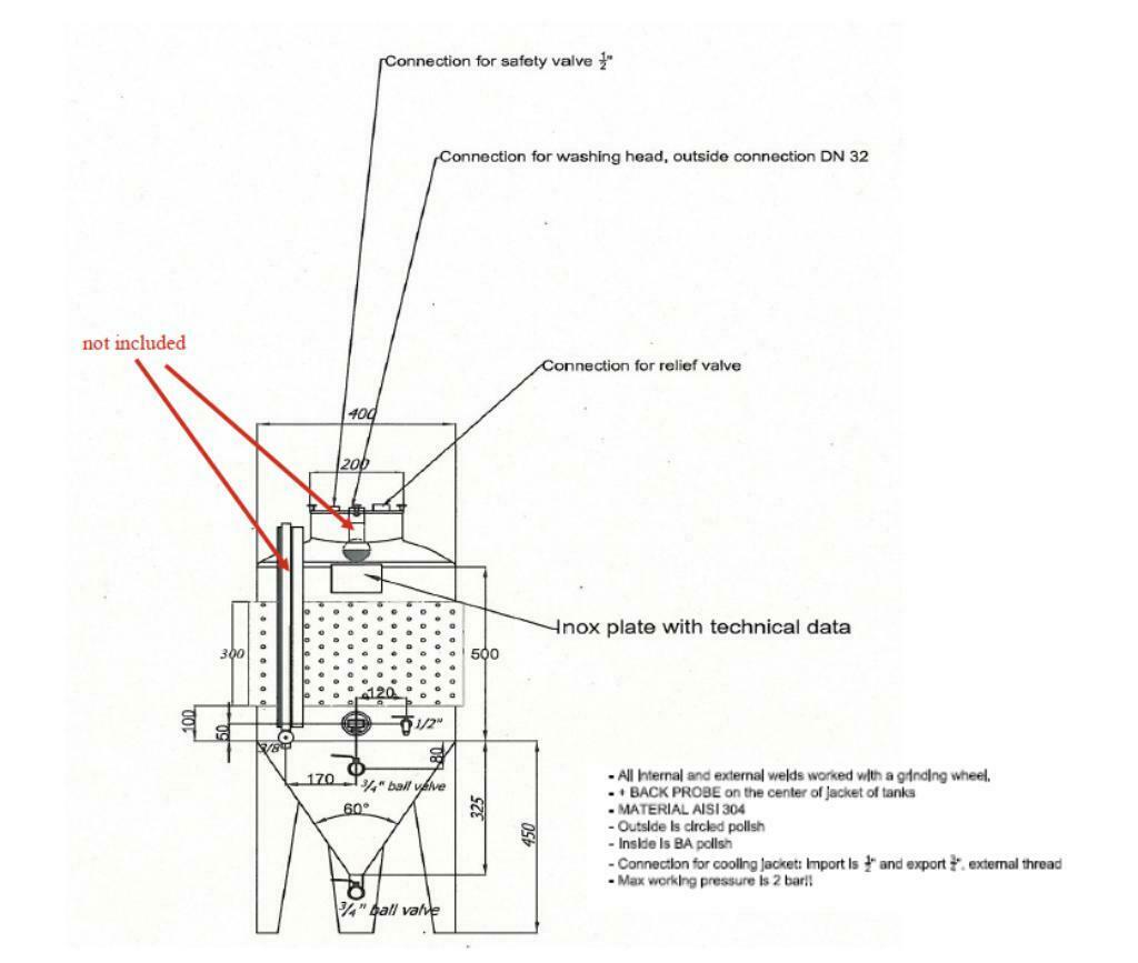 Réservoir à pression conique professionnel unitank 60L, Enlèvement, Comme neuf