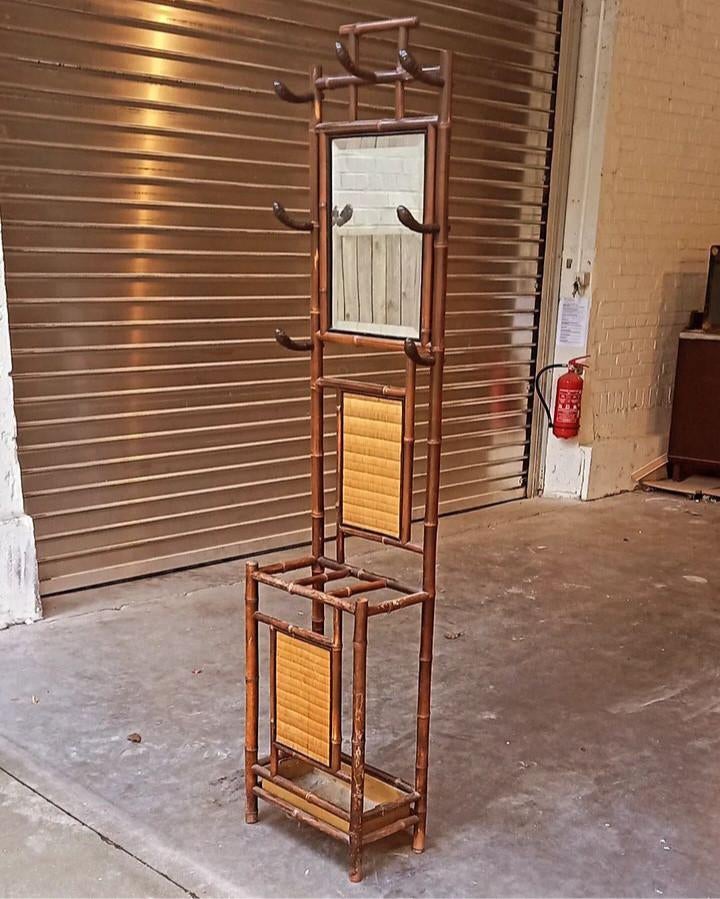 Kapstok voor in de hal, vintage, koloniaal, koloniaal, bambo, Antiek en Kunst