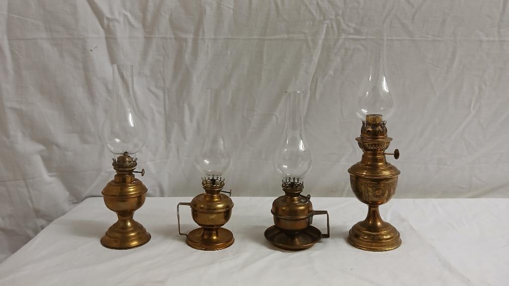 4 kleine, oude lampe belge,L&B-met glas-zie omschrijving, Enlèvement