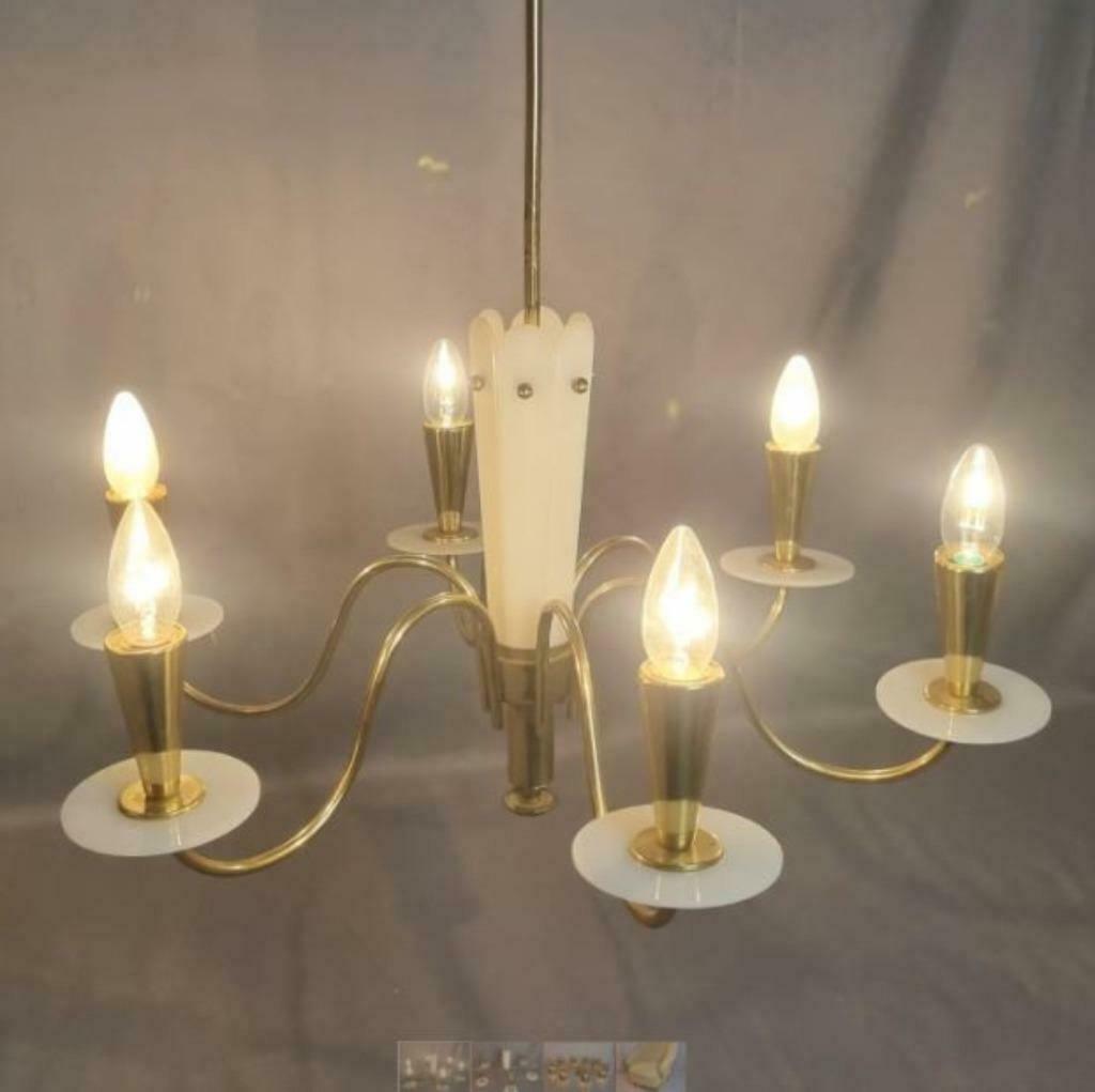 vintage luster-hanglamp Stilnovo 50er jaren, Antiek en Kunst, Ophalen of Verzenden