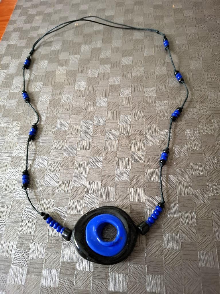 Collier en verre de Murano, Envoi, Comme neuf, Bleu, Autres matériaux