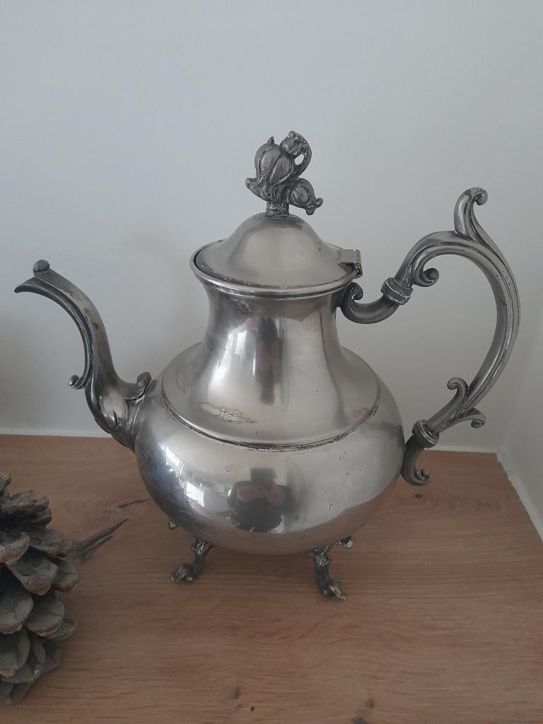Verzilverde theepot silver on copper, Ophalen of Verzenden