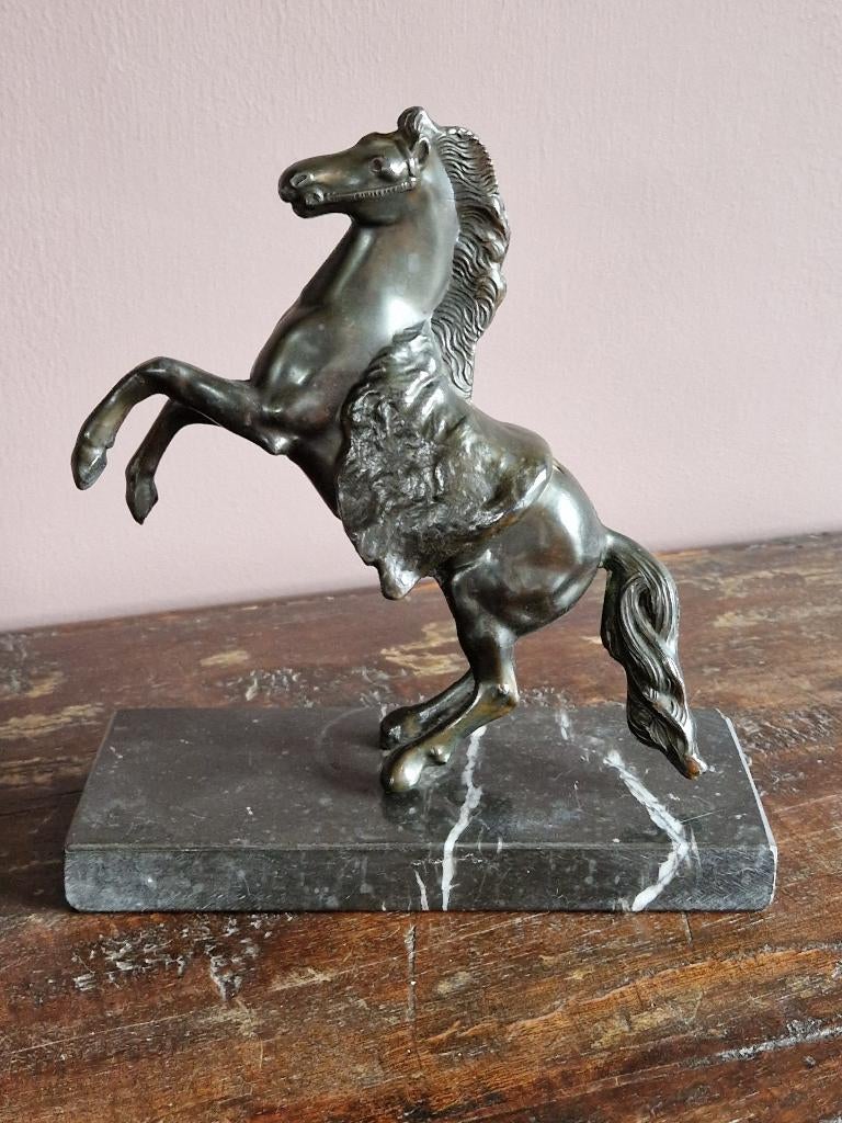 Beeldhouwwerk, "Rampant paard" - Brons, Marmer, Antiek en Kunst, Ophalen of Verzenden, Brons