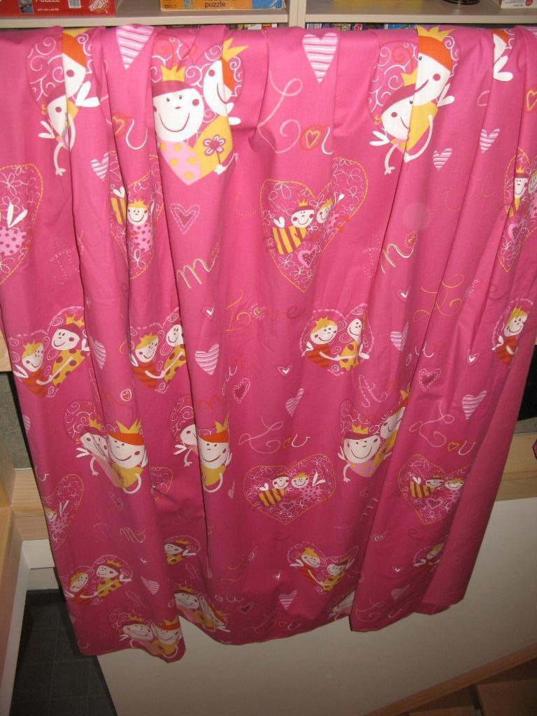 Roze kinder gordijnen met schattige bijen, Enlèvement ou Envoi, Utilisé, Rideaux ou Lamelles