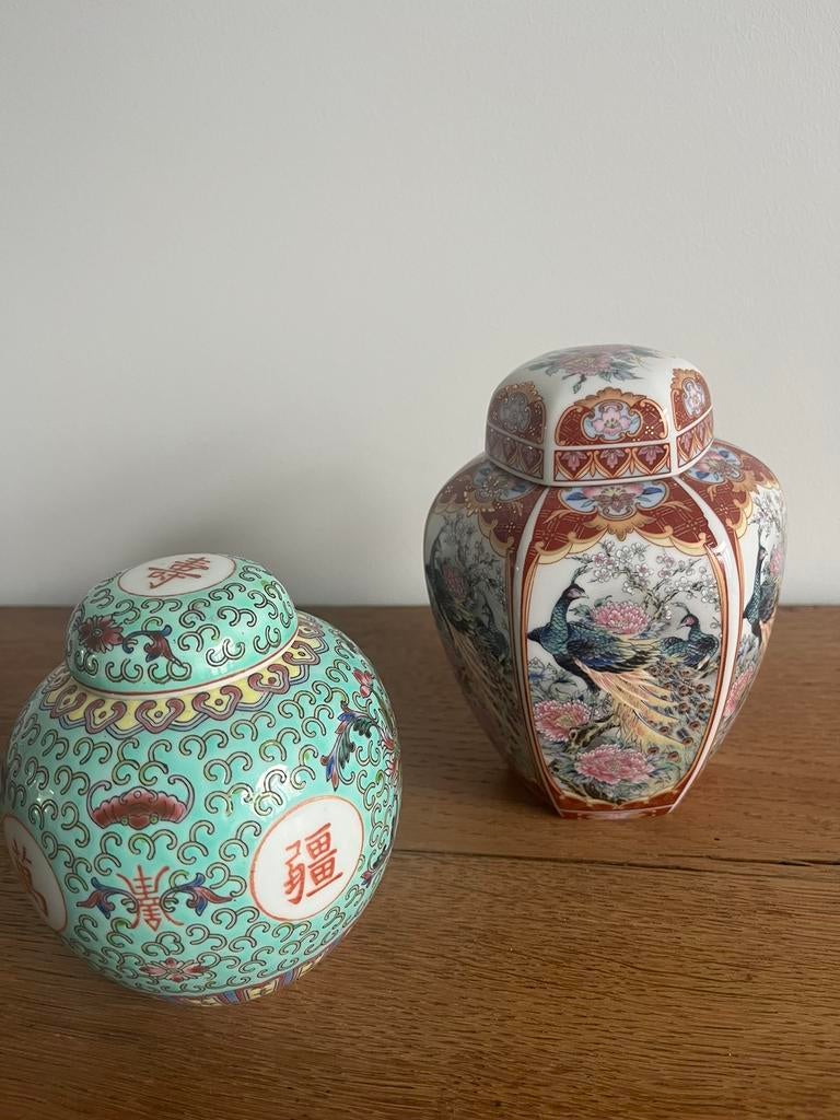 Twee prachtige Chinese potjes met deksel, Antiek en Kunst, Ophalen of Verzenden