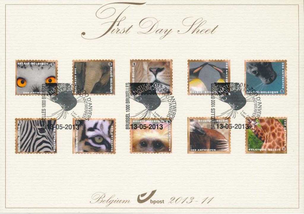 Année 2013 : FDS 2013-11 - 4340-4349 du carnet 140 - Zoo d'A, Timbres & Monnaies, Enlèvement ou Envoi