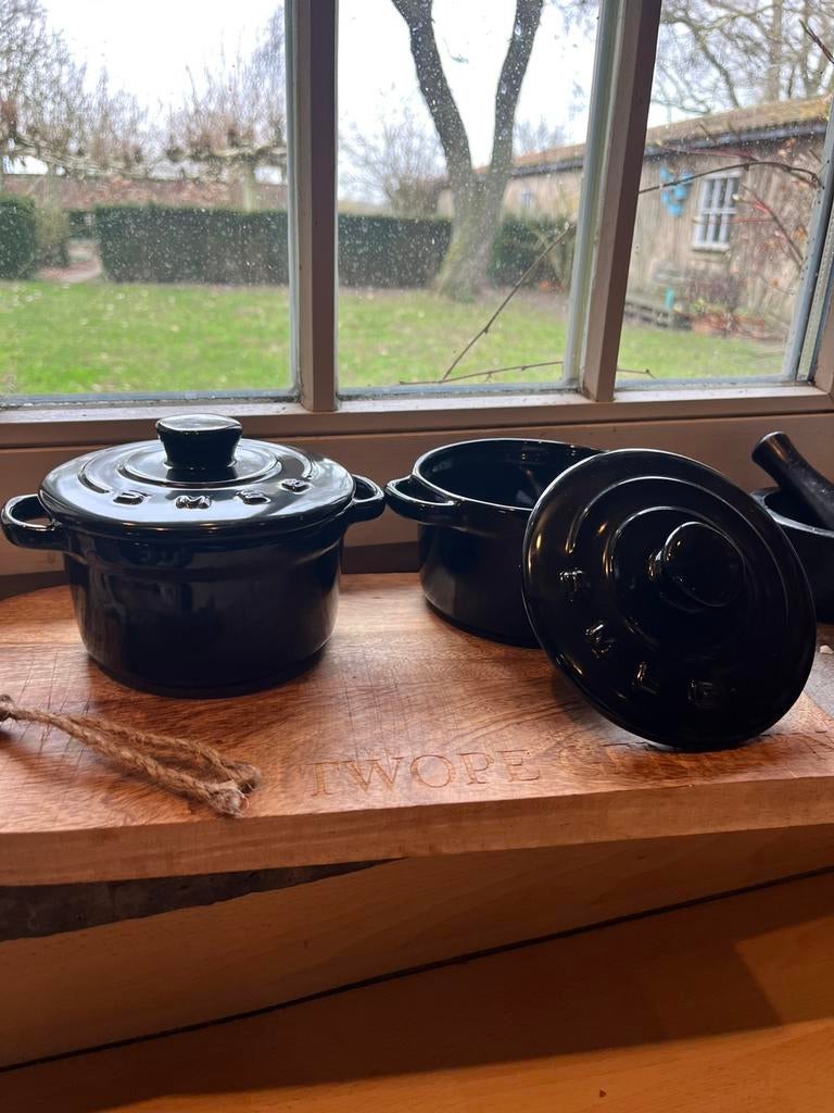 Smeg mini potten - zwart, Ophalen of Verzenden, Zo goed als nieuw