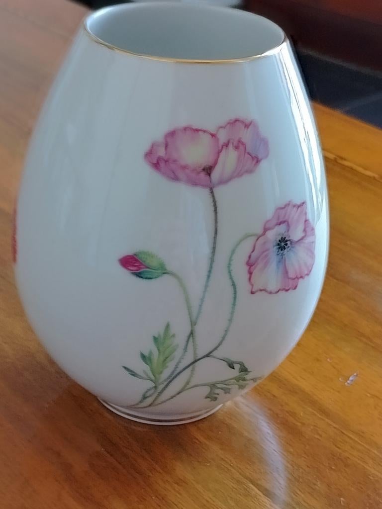 Klein porseleinen handbeschilderd vaasje, Ophalen of Verzenden