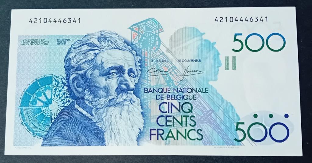 belgie 500 frank - meunier model B 1984-1986 lakiere-godeaux, Postzegels en Munten, Bankbiljetten | België, Ophalen of Verzenden