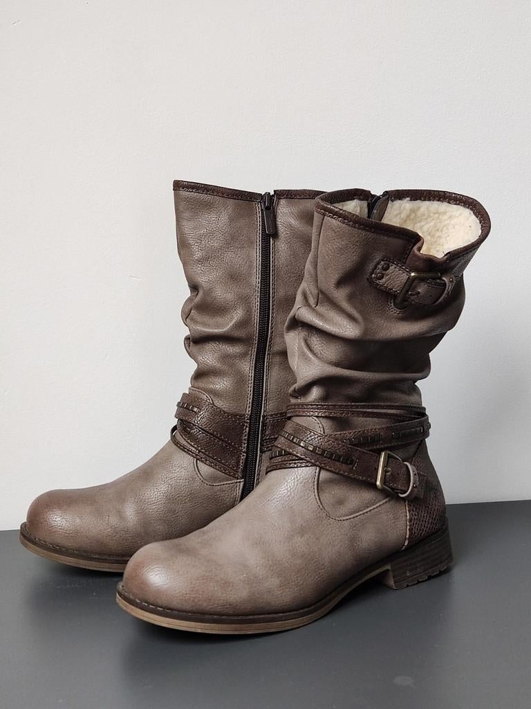 Bottes Mustang pour femmes - couleur taupe - taille 37 - dou, Comme neuf, Enlèvement, Mustang, Bottes hautes