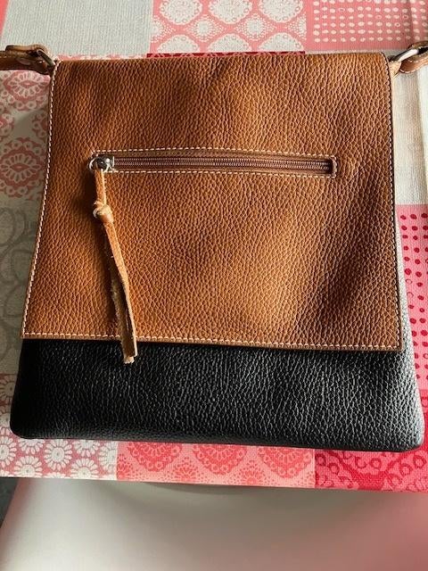 Lederen handtas 25 x 25, Ophalen of Verzenden, Zo goed als nieuw, Zwart, Handtas