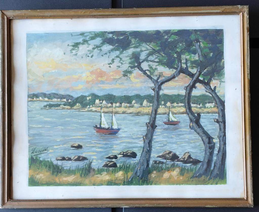 Schilderij Concarneau Finistère en Bretagne, Antiek en Kunst, Kunst | Schilderijen | Klassiek, Ophalen of Verzenden