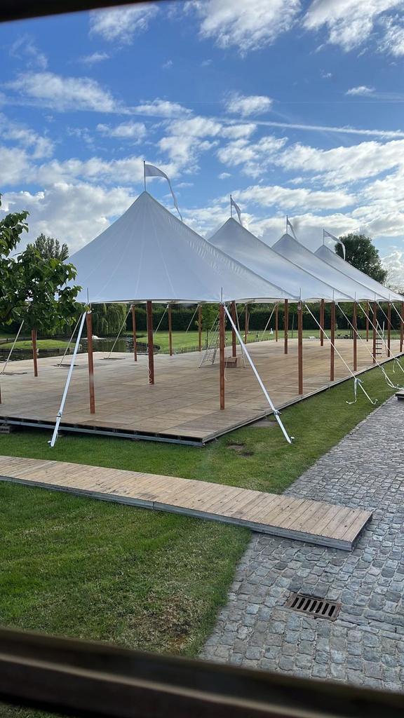 Sailcloth tent 10x28m, Tuin en Terras, Partytenten, Zo goed als nieuw, Ophalen