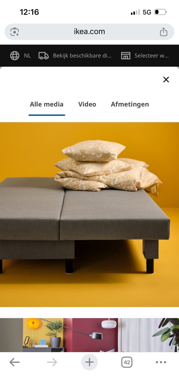 Slaapbank, Ophalen, Tweepersoons, Zo goed als nieuw, Overige maten