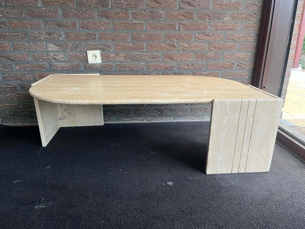 Table basse en travertin en forme de double larme, Enlèvement ou Envoi