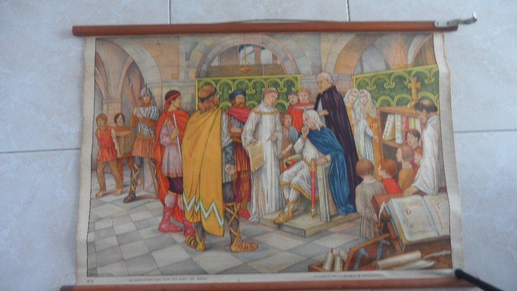 Schoolplaat Karel de Grote, Antiek en Kunst, Ophalen of Verzenden