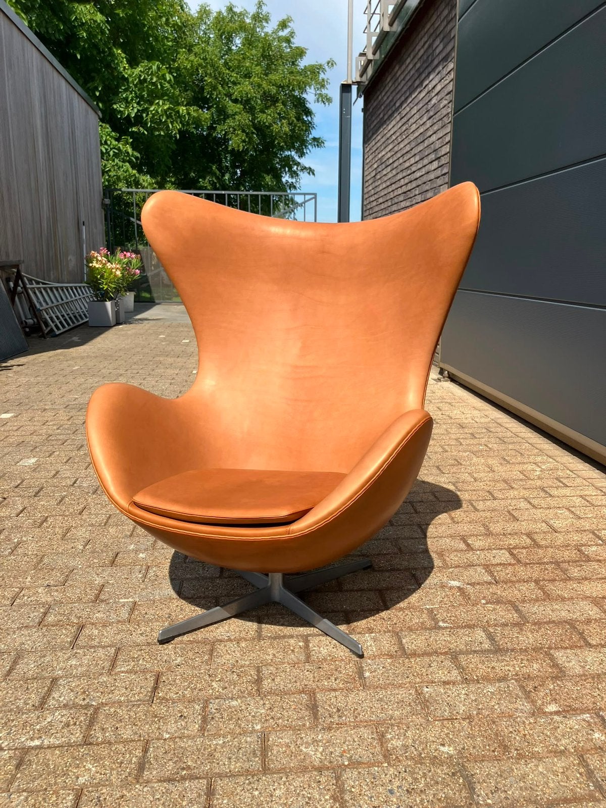 Fritz Hansen Egg chair 07-'63 cuir Camel Cognac, état NEUF !, Enlèvement ou Envoi, Vitra togo møller sede artifort cassina b&b italia edra leolux