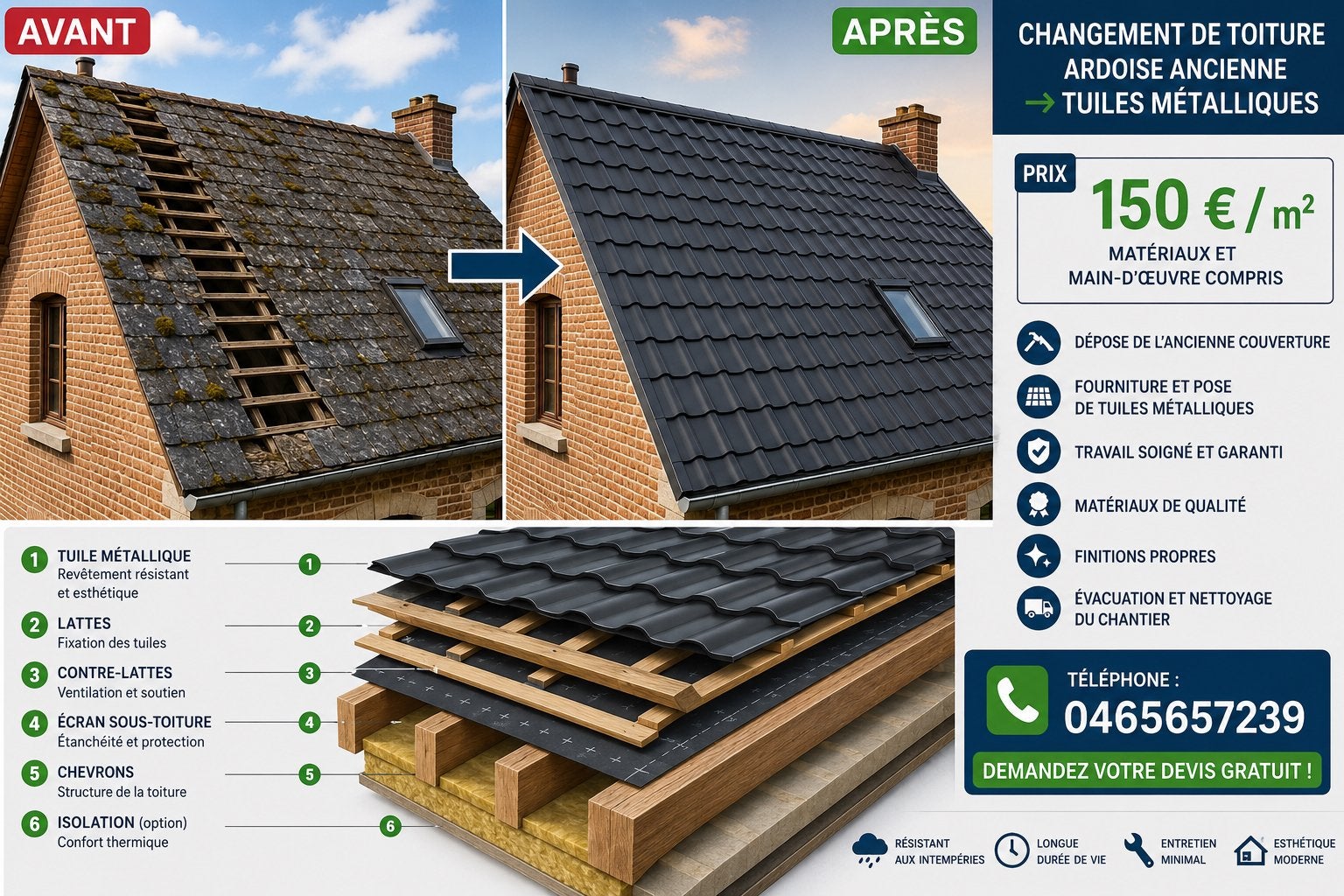 0465657239types de toitures en zinc, Enlèvement ou Envoi, Comme neuf