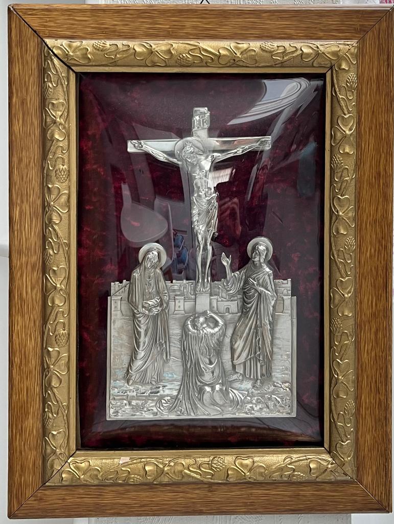 Verzilverd religieus tafereel, Antiek en Kunst, Ophalen