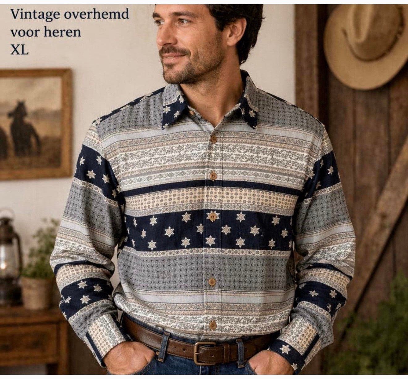Signum - Vintage overhemd heren mannen XL diverse patronen, Ophalen of Verzenden, Zo goed als nieuw, Meerkleurig, Halswijdte 43/44 (XL)