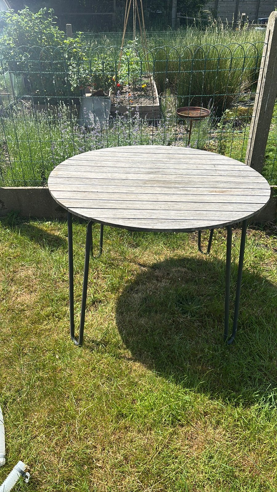 Teak Ronde Tuintafel |, Tuin en Terras, Ophalen, Zo goed als nieuw