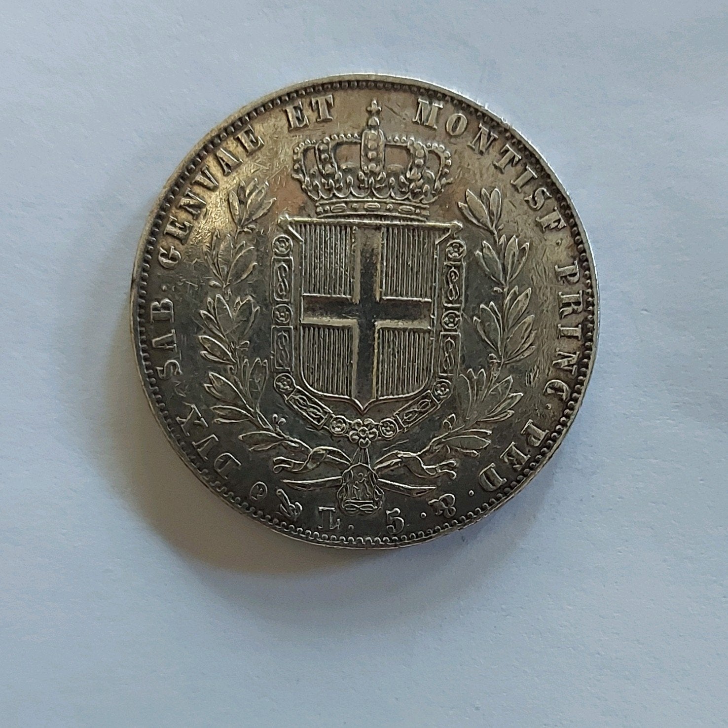 zilveren 5 Lire 1847  mooie staat, Ophalen of Verzenden, Italië, Losse munt, Zilver