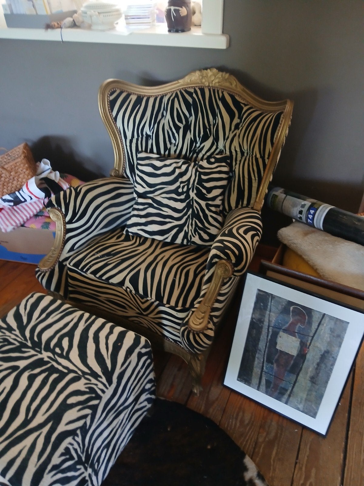 Zetel en poef in Zeebra print, Ophalen