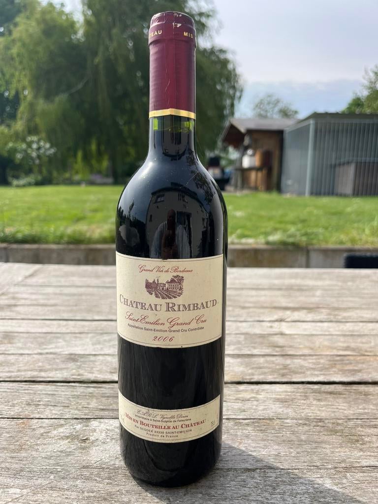 4 flessen chateau Rimbaud Grand Cru St.-Émilion 2006, Verzamelen, Wijnen, Zo goed als nieuw, Rode wijn, Frankrijk, Vol, Ophalen of Verzenden