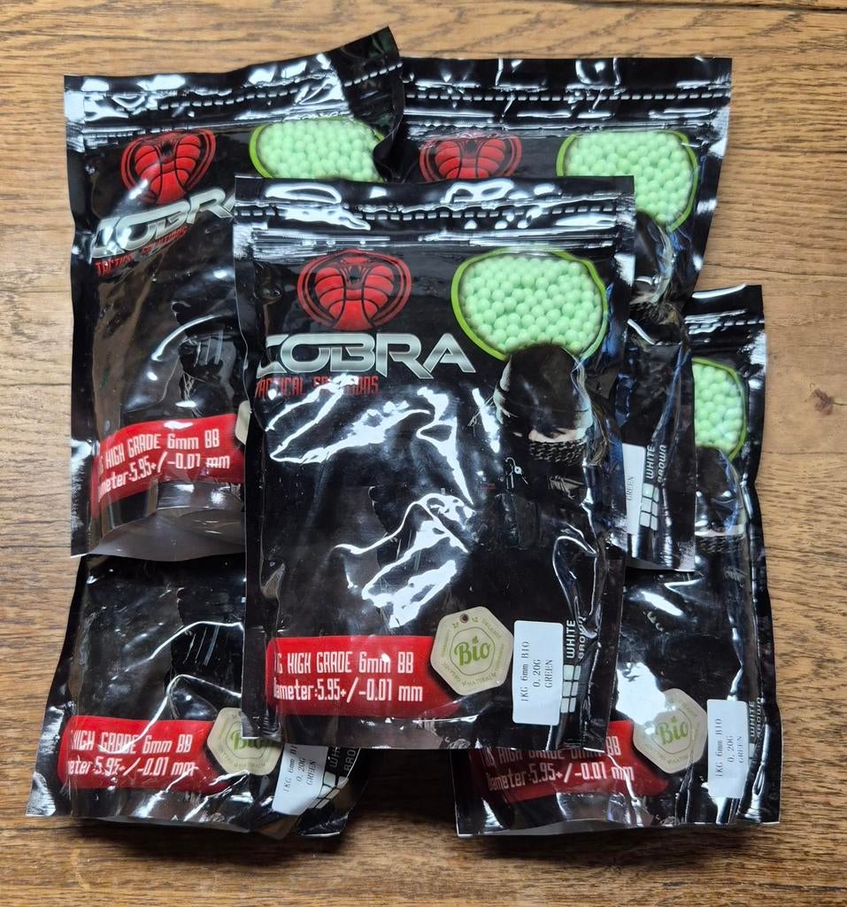 5 zakken .20g bio bbs airsoft van 1kg, Ophalen of Verzenden