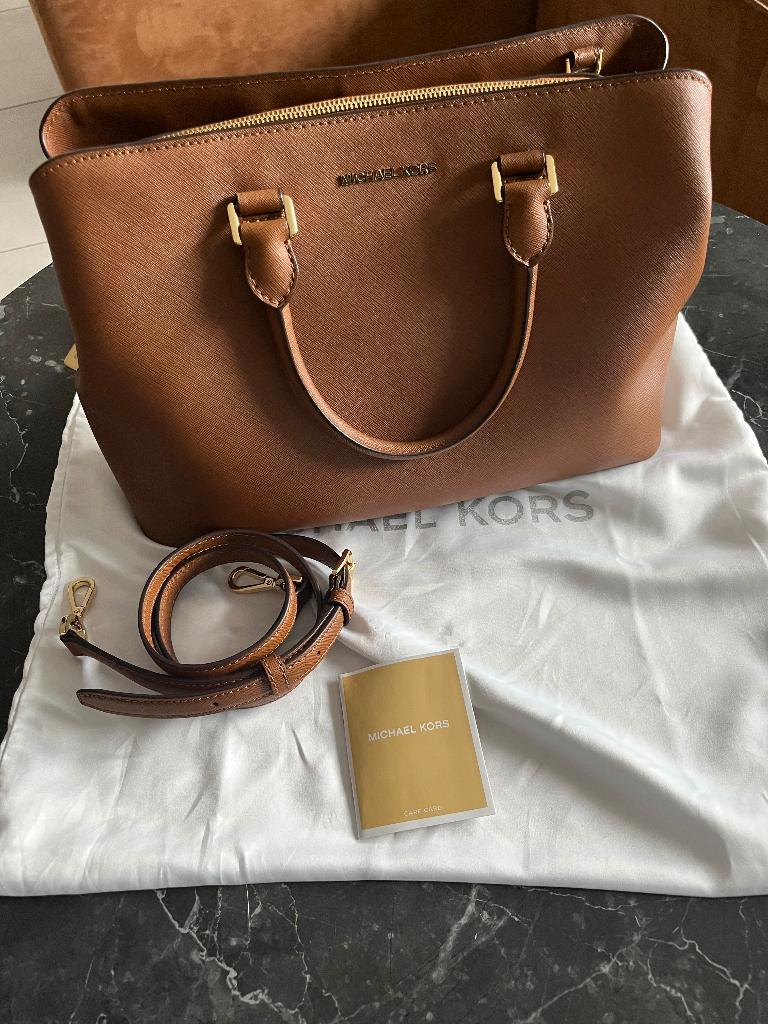 Cognac handtas MK, Enlèvement, Comme neuf, Brun, Sac à main
