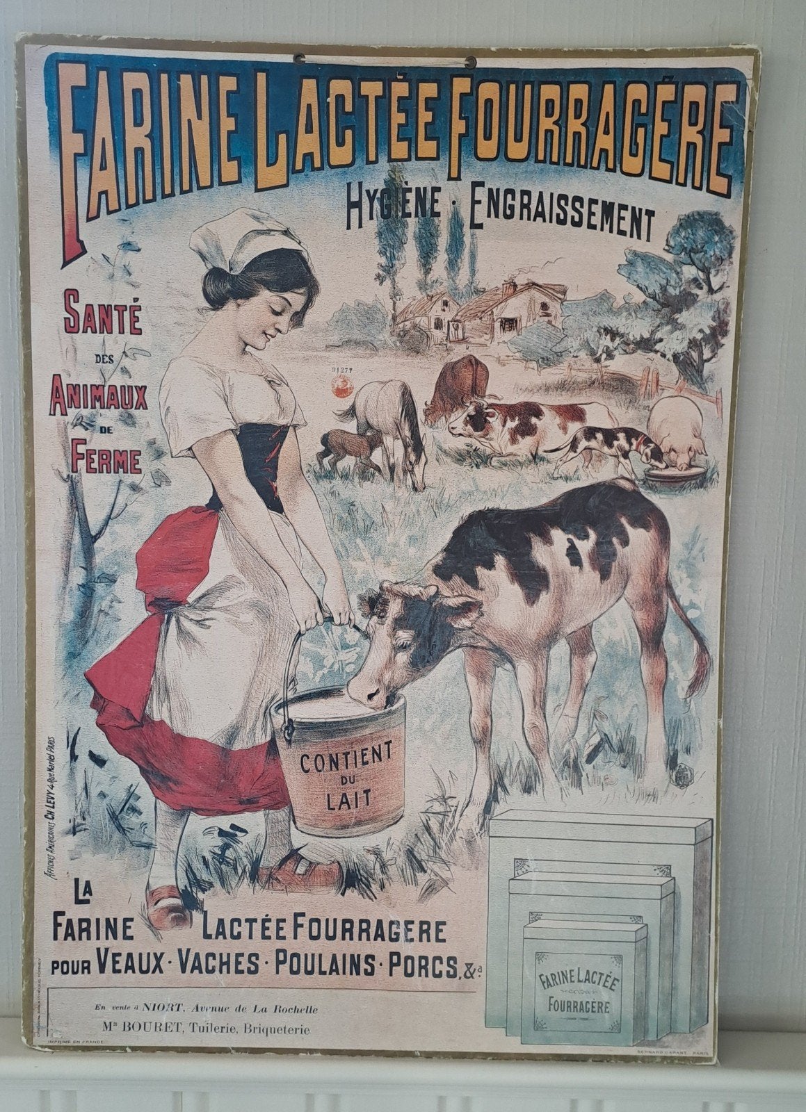 Panneau publicitaire Farine Lactée Fourragère, Collections, Enlèvement ou Envoi