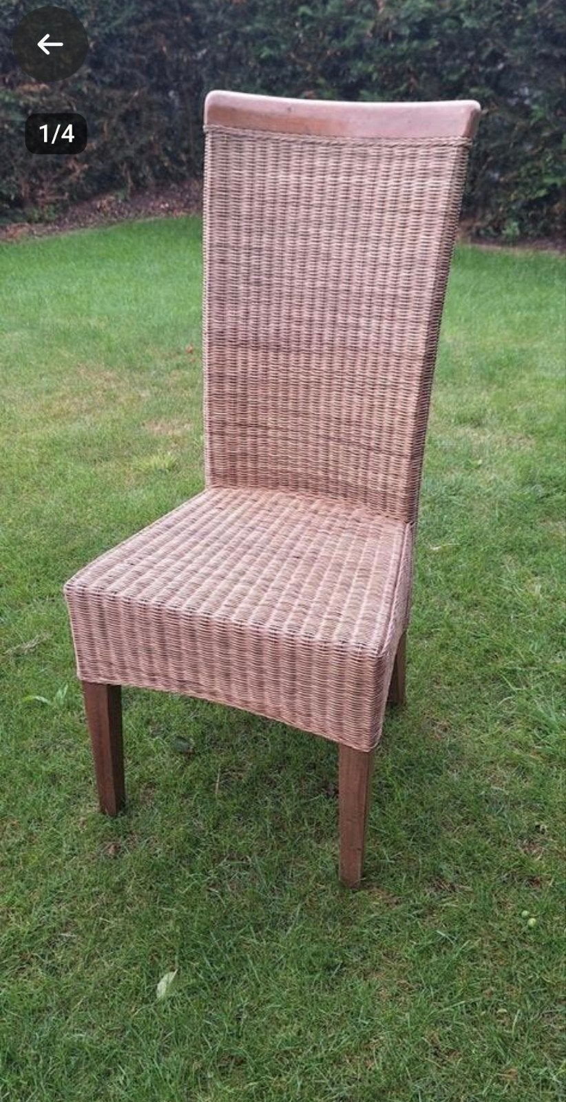 6x Rieten Eetkamerstoelen met zwarte kussens, Ophalen, Bruin, Riet of Rotan, Vijf, Zes of meer stoelen