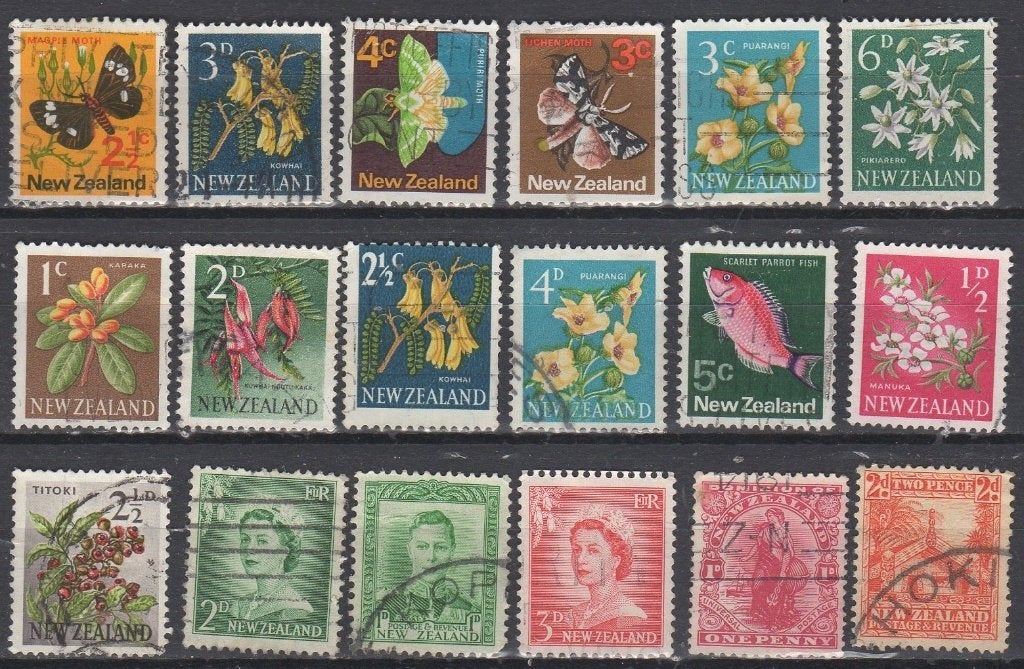 Nieuw Zeeland - 18 zegels klein formaat, Timbres & Monnaies, Enlèvement ou Envoi, Affranchi