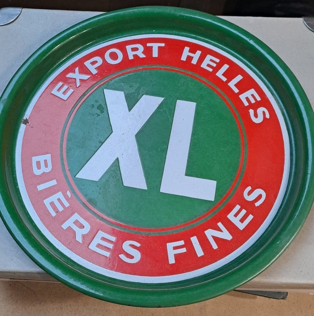 ancien plateau emaillé XL, Enlèvement ou Envoi, Utilisé, Panneau, Plaque ou Plaquette publicitaire
