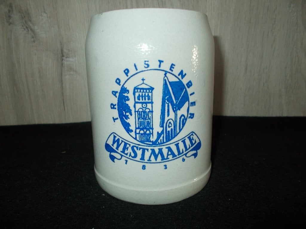 WESTMALLE Trappistenbier - lichtgrijze bierpot 50cl. - 6, Ophalen, Gebruikt, Pul(len), Overige merken