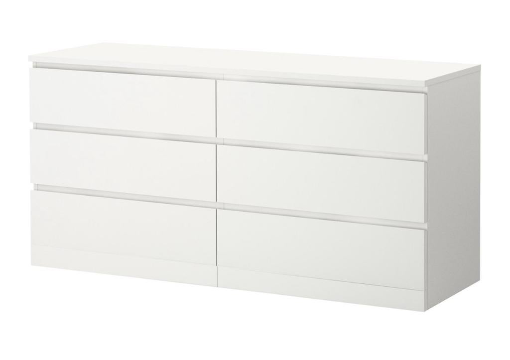 Commode Malm à 6 tiroirs, blanche, Ikea, 25 à 50 cm, 5 tiroirs ou plus, Moins de 100 cm, 150 à 200 cm