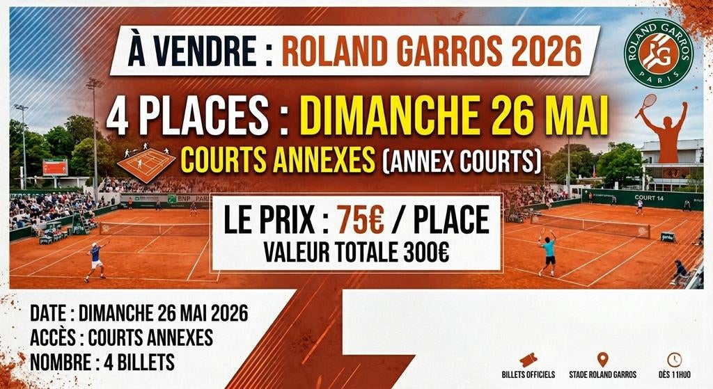 Billet tennis, Tickets & Billets