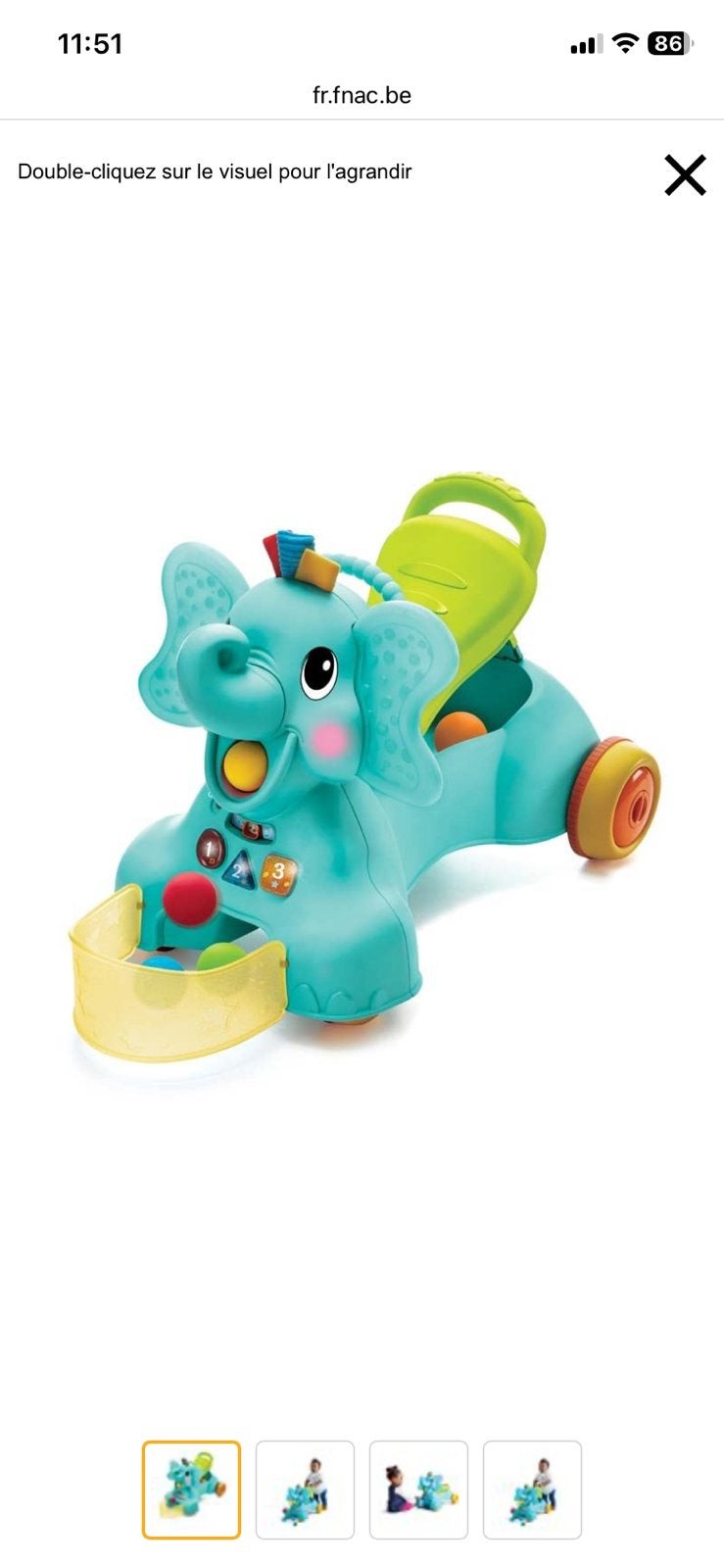Infantino éléphant Attrapeur de balles 3 en 1, Kinderen en Baby's, Speelgoed | Fisher-Price, Ophalen, Zo goed als nieuw, Met geluid