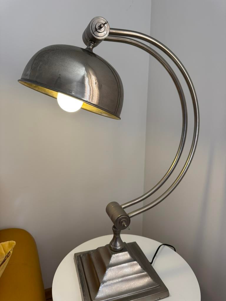 Vintage design tafellamp metaal – art deco industriële lamp, Ophalen, Zo goed als nieuw, Metaal