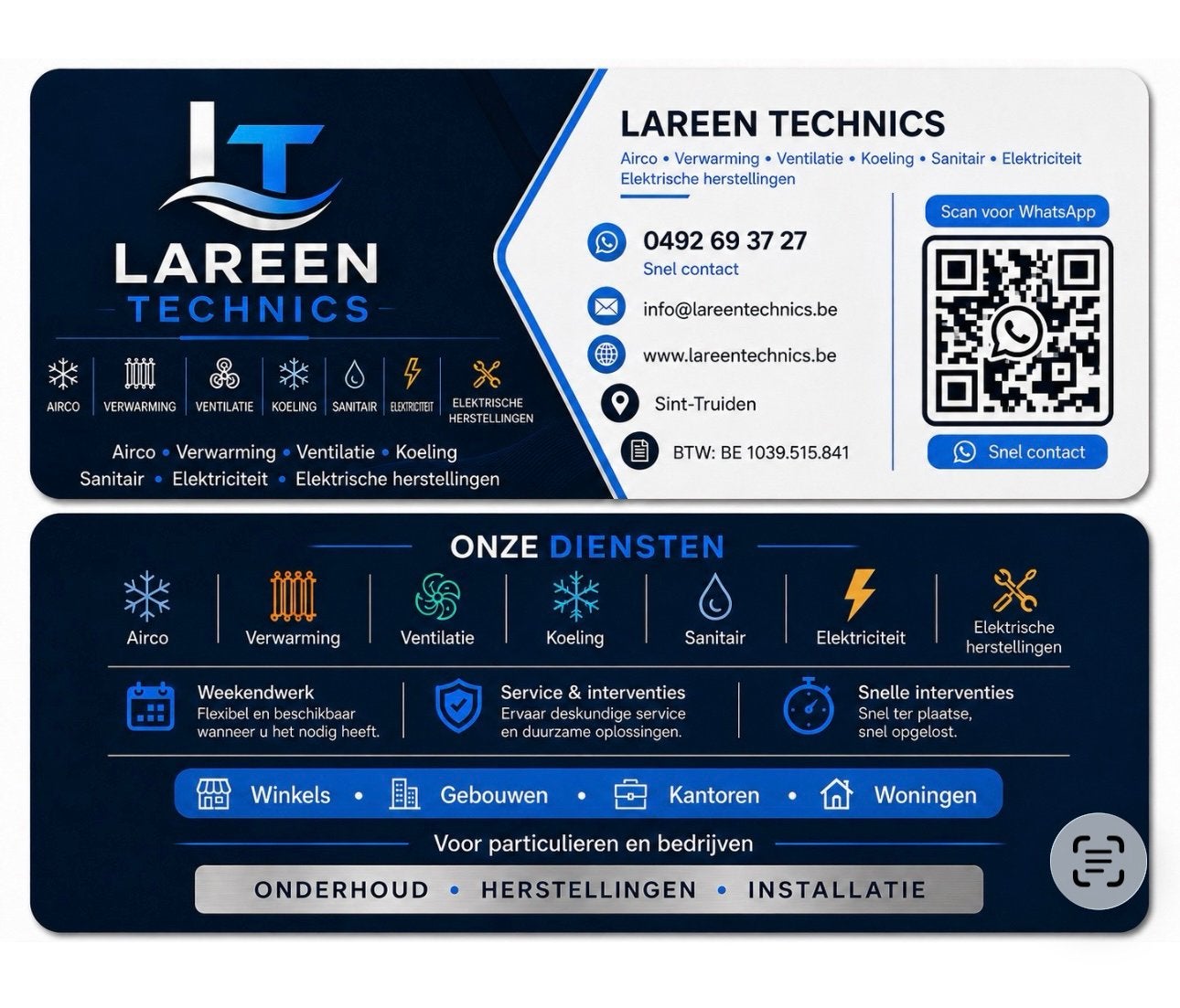 Lareen Technics – Airco, Verwarming, Elektriciteit ,Sanitair, Installatie