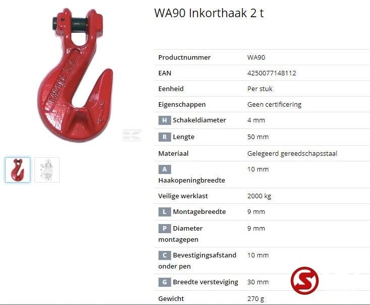 Inkorthaak 2t 8 mm, Nieuw