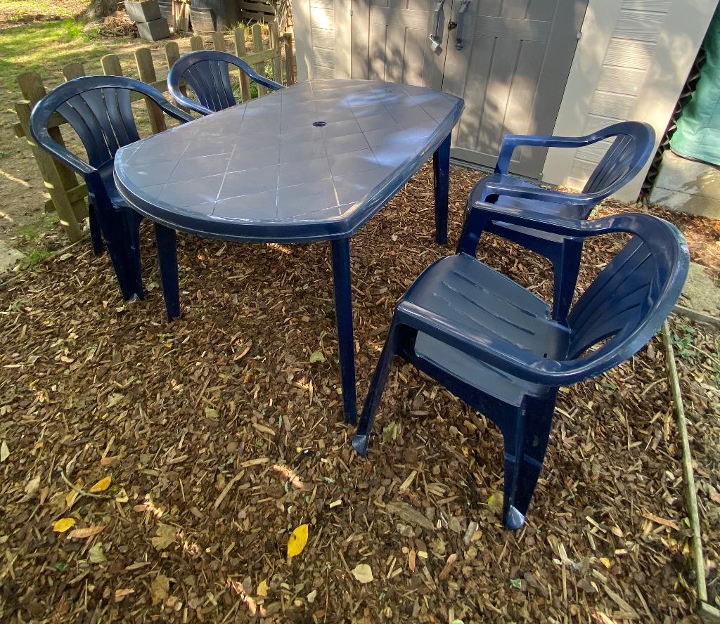 Tuintafel met Stoelen, Ophalen, Gebruikt, Kunststof
