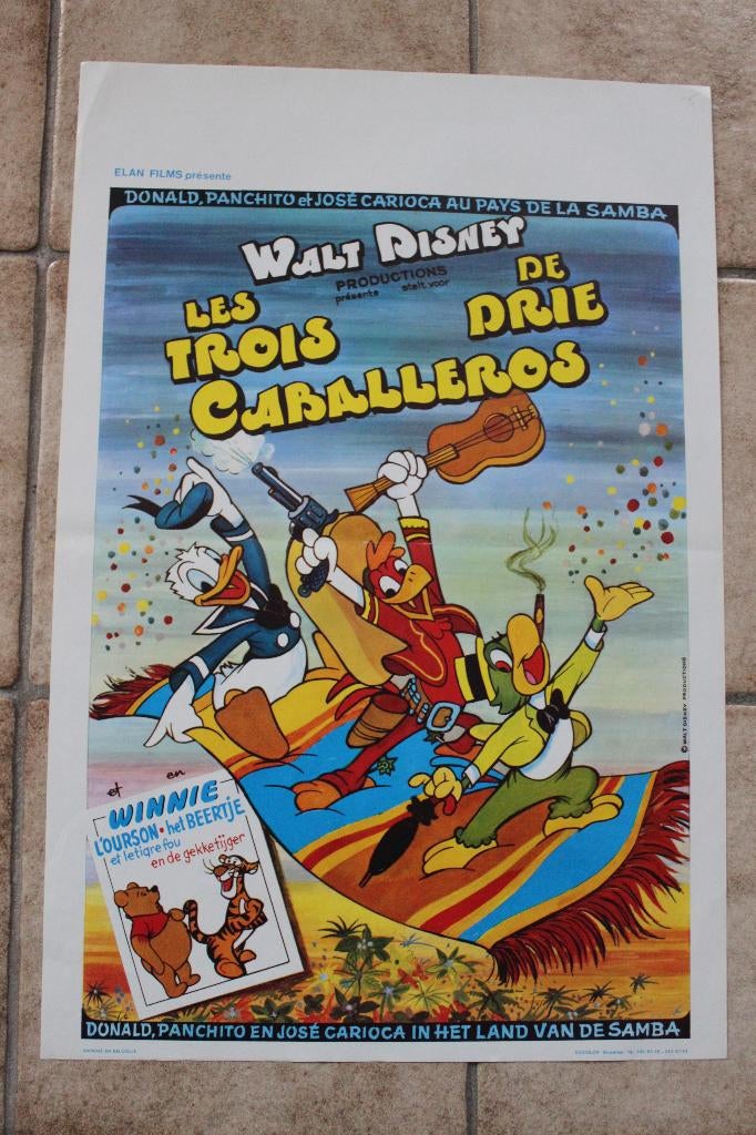 filmaffiche Walt Disney Three Cabaleros filmposter, Rechthoekig Staand, Ophalen of Verzenden, Zo goed als nieuw, A1 t/m A3