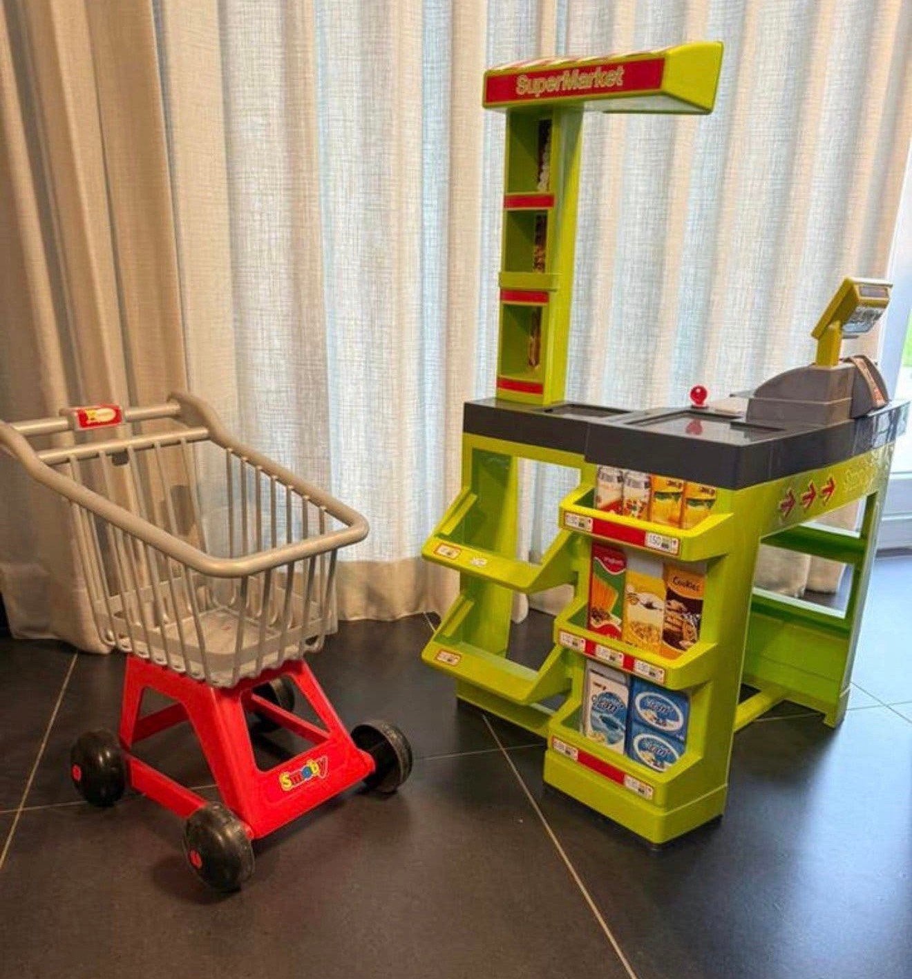 Smoby kassa en met winkelkar, Ophalen, Zo goed als nieuw