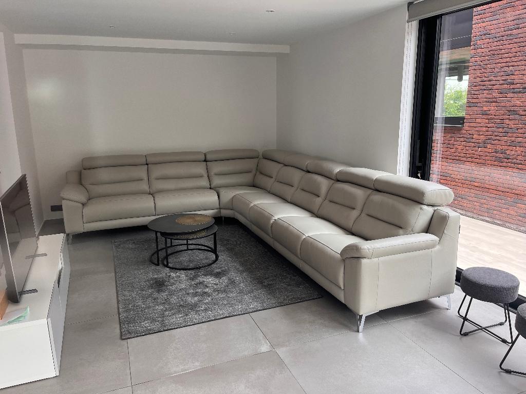 Salon cuir beige, Huis en Inrichting, Zetels | Zetels, Zo goed als nieuw, Hoekbank, Vierpersoons of meer, Minder dan 150 cm, Leer