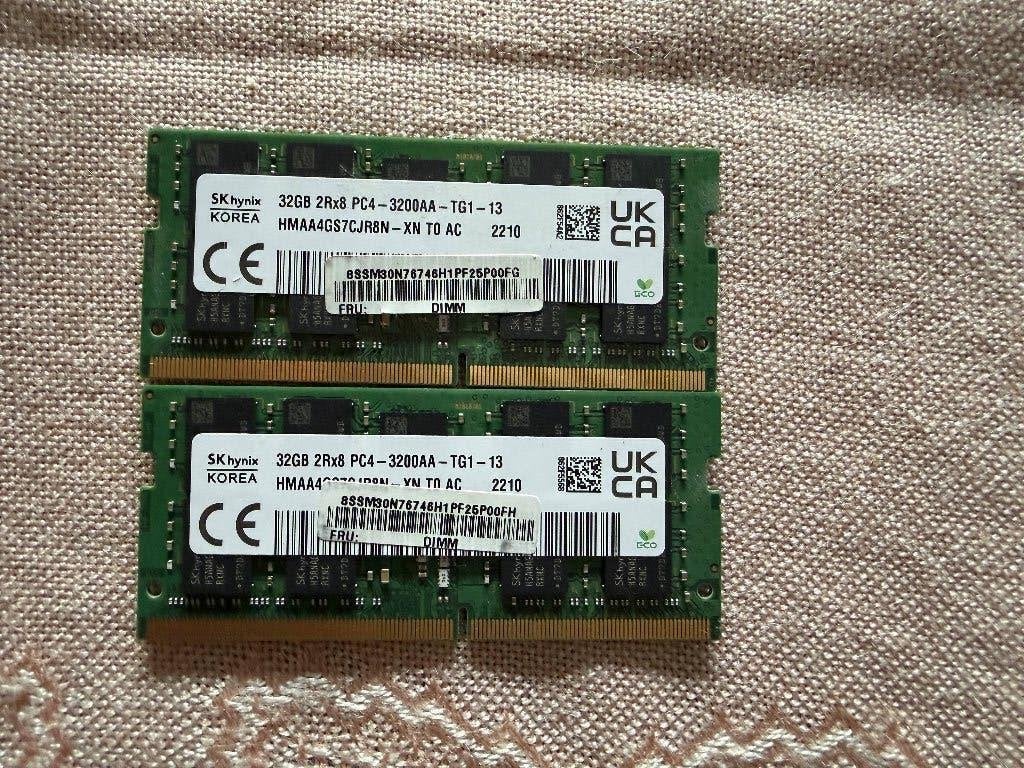 SK Hynix 2x32GB DDR4 SO-DIMM (3200MHz), Computers en Software, DDR4, Ophalen of Verzenden, Zo goed als nieuw, 64 GB